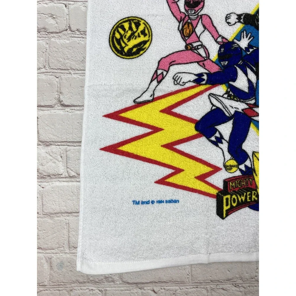 Vintage 1994 Mighty Morphin Power Rangers Retro Graphic Beach Towel Wall Art SET